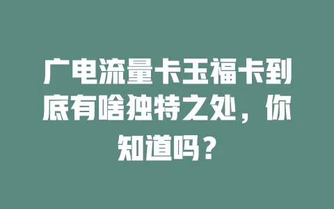 广电流量卡玉福卡到底有啥独特之处，你知道吗？