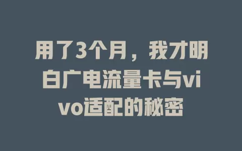 用了3个月，我才明白广电流量卡与vivo适配的秘密
