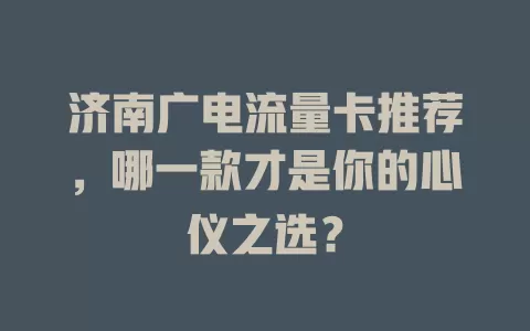 济南广电流量卡推荐，哪一款才是你的心仪之选？
