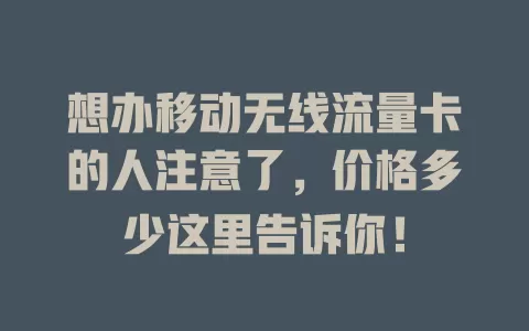 想办移动无线流量卡的人注意了，价格多少这里告诉你！