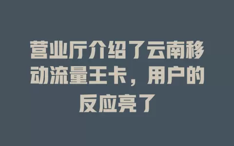 营业厅介绍了云南移动流量王卡，用户的反应亮了