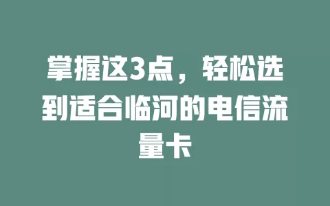 掌握这3点，轻松选到适合临河的电信流量卡