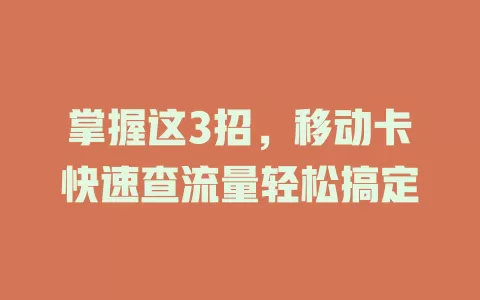 掌握这3招，移动卡快速查流量轻松搞定