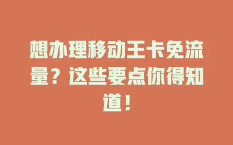 想办理移动王卡免流量？这些要点你得知道！