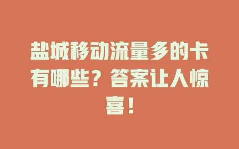 盐城移动流量多的卡有哪些？答案让人惊喜！