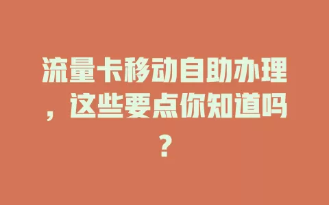 流量卡移动自助办理，这些要点你知道吗？