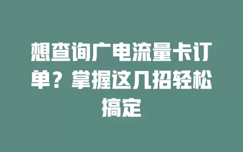 想查询广电流量卡订单？掌握这几招轻松搞定
