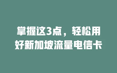 掌握这3点，轻松用好新加坡流量电信卡