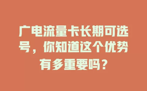 广电流量卡长期可选号，你知道这个优势有多重要吗？