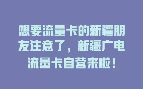 想要流量卡的新疆朋友注意了，新疆广电流量卡自营来啦！