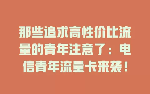 那些追求高性价比流量的青年注意了：电信青年流量卡来袭！
