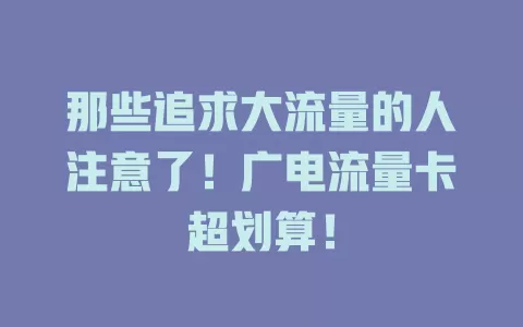 那些追求大流量的人注意了！广电流量卡超划算！