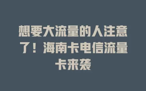 想要大流量的人注意了！海南卡电信流量卡来袭