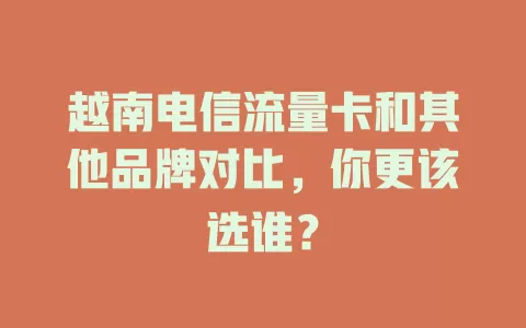 越南电信流量卡和其他品牌对比，你更该选谁？