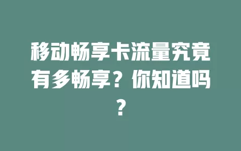 移动畅享卡流量究竟有多畅享？你知道吗？