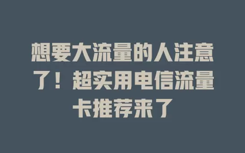 想要大流量的人注意了！超实用电信流量卡推荐来了