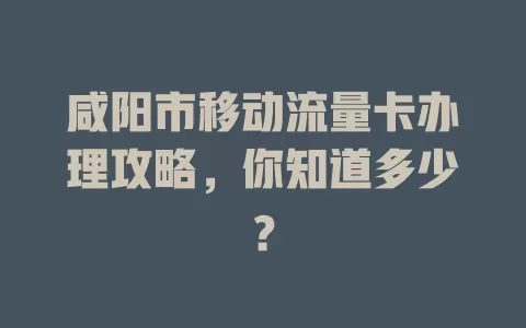 咸阳市移动流量卡办理攻略，你知道多少？