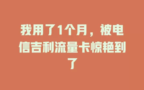 我用了1个月，被电信吉利流量卡惊艳到了