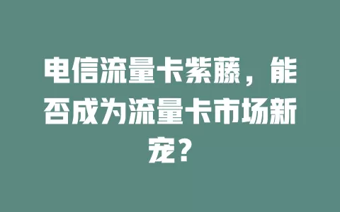 电信流量卡紫藤，能否成为流量卡市场新宠？