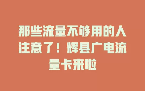 那些流量不够用的人注意了！辉县广电流量卡来啦