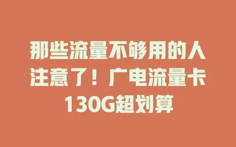 那些流量不够用的人注意了！广电流量卡130G超划算