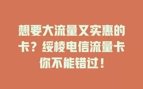 想要大流量又实惠的卡？绥棱电信流量卡你不能错过！