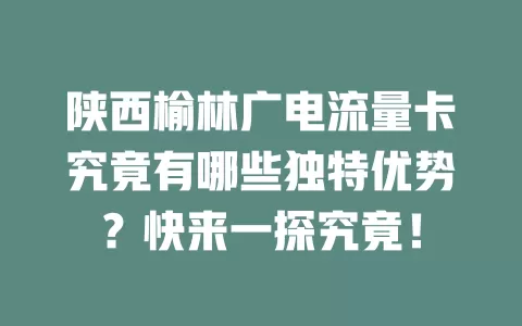 陕西榆林广电流量卡究竟有哪些独特优势？快来一探究竟！
