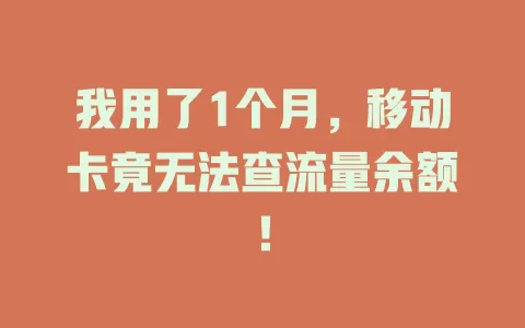 我用了1个月，移动卡竟无法查流量余额！