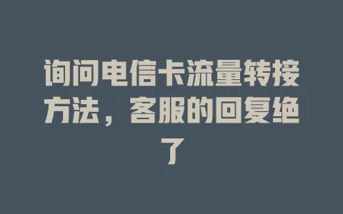 询问电信卡流量转接方法，客服的回复绝了
