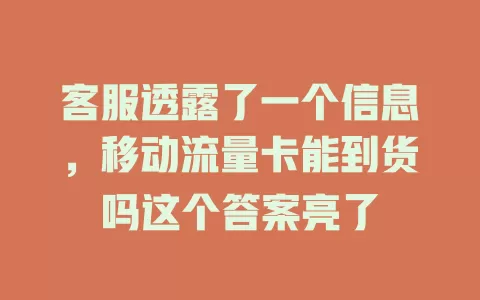客服透露了一个信息，移动流量卡能到货吗这个答案亮了