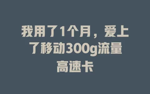 我用了1个月，爱上了移动300g流量高速卡
