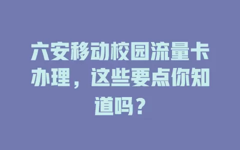 六安移动校园流量卡办理，这些要点你知道吗？
