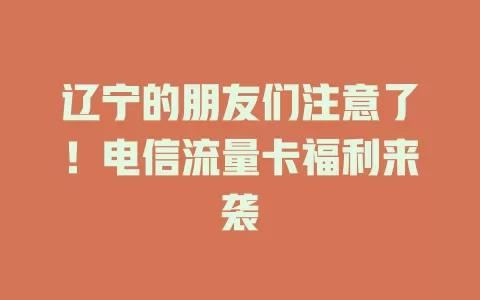 辽宁的朋友们注意了！电信流量卡福利来袭