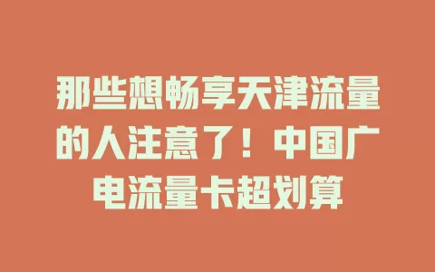 那些想畅享天津流量的人注意了！中国广电流量卡超划算