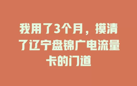 我用了3个月，摸清了辽宁盘锦广电流量卡的门道