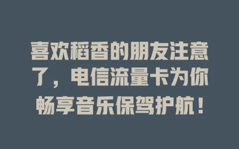 喜欢稻香的朋友注意了，电信流量卡为你畅享音乐保驾护航！