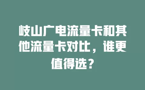 岐山广电流量卡和其他流量卡对比，谁更值得选？