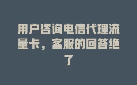 用户咨询电信代理流量卡，客服的回答绝了