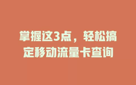 掌握这3点，轻松搞定移动流量卡查询