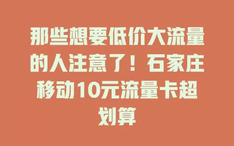 那些想要低价大流量的人注意了！石家庄移动10元流量卡超划算
