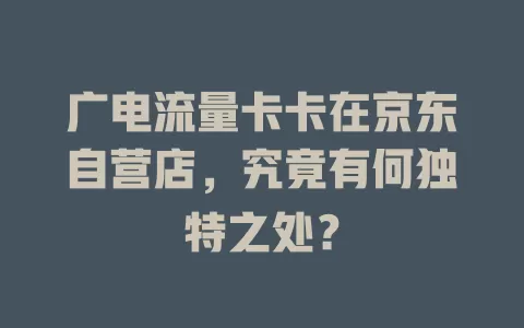 广电流量卡卡在京东自营店，究竟有何独特之处？