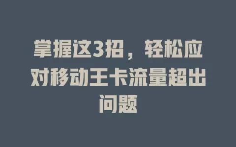 掌握这3招，轻松应对移动王卡流量超出问题