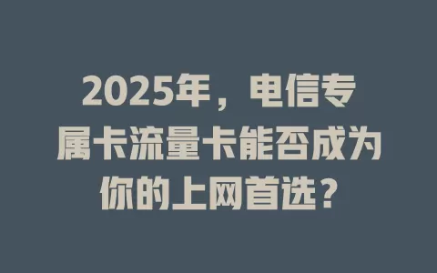 2025年，电信专属卡流量卡能否成为你的上网首选？