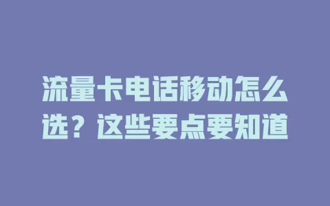 流量卡电话移动怎么选？这些要点要知道