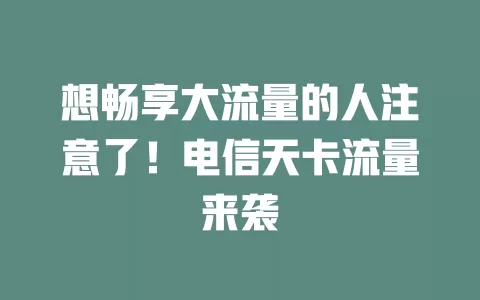 想畅享大流量的人注意了！电信天卡流量来袭