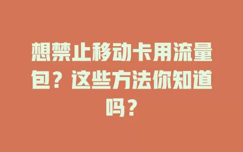 想禁止移动卡用流量包？这些方法你知道吗？