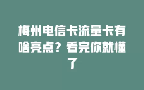 梅州电信卡流量卡有啥亮点？看完你就懂了