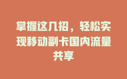 掌握这几招，轻松实现移动副卡国内流量共享