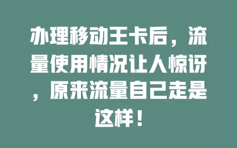 办理移动王卡后，流量使用情况让人惊讶，原来流量自己走是这样！