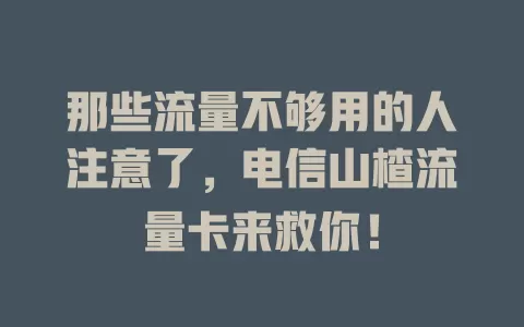 那些流量不够用的人注意了，电信山楂流量卡来救你！